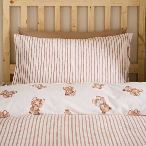 Set copripiumino e federa da bambini color crema in flanella per letto singolo 135x200 cm Brushed Teddy Bear – Catherine Lansfield