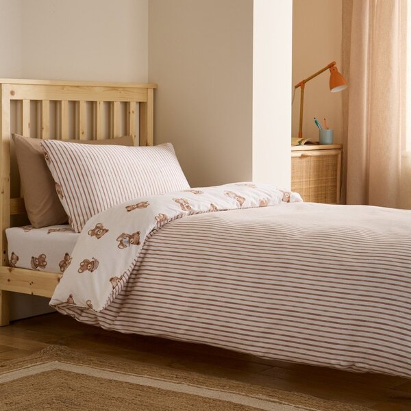 Set copripiumino e federa da bambini color crema in flanella per letto singolo 135x200 cm Brushed Teddy Bear – Catherine Lansfield