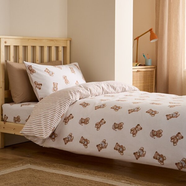 Set copripiumino e federa da bambini color crema in flanella per letto singolo 135x200 cm Brushed Teddy Bear – Catherine Lansfield