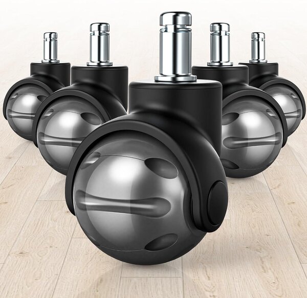 Ruote per sedie da ufficio, grigie, disponibili nelle misure 11 mm e 22 mm, set da 5 pezzi