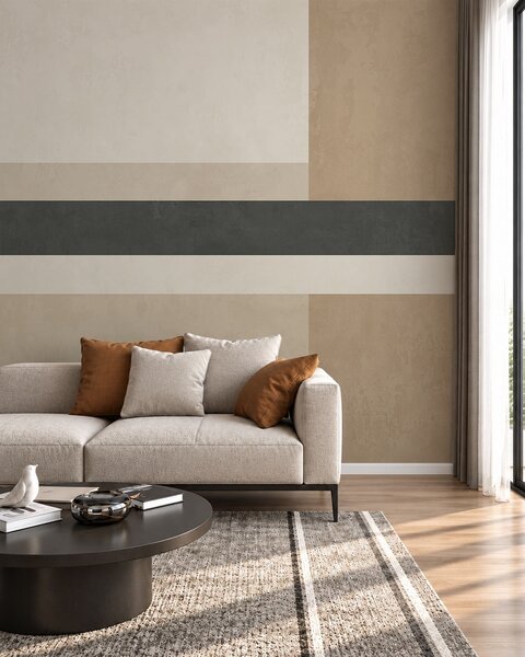 Carta da parati Rettangoli astratti in calde tonalità di beige con una, Carta da parati 3D, Carte da parati Forme geometriche 3D, w05890 : Uwalls.it