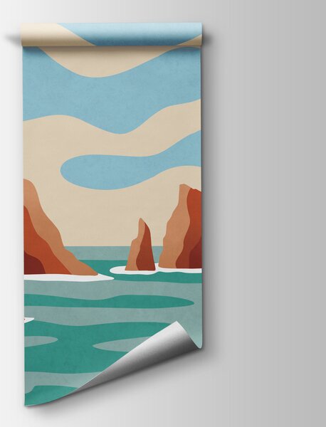 Carta da parati Spiaggia con rocce e acqua, Carta da parati Natura, Carta da parati popolare - Tapeko.it