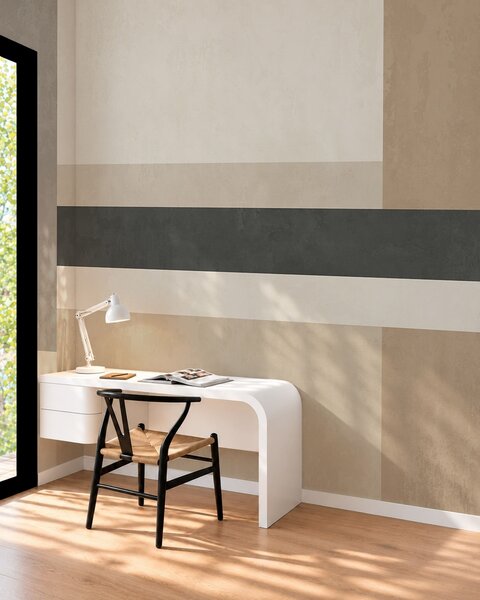 Carta da parati Rettangoli astratti in calde tonalità di beige con una, Carta da parati 3D, Carte da parati Forme geometriche 3D, w05890 : Uwalls.it
