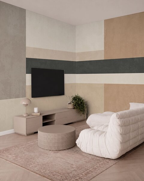Carta da parati Rettangoli astratti in calde tonalità di beige con una, Carta da parati 3D, Carte da parati Forme geometriche 3D, w05890 : Uwalls.it