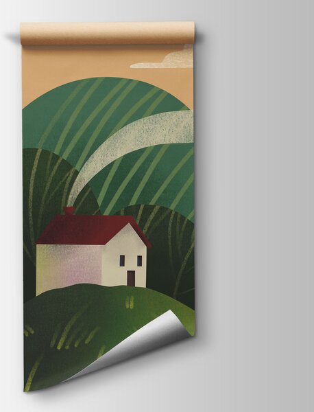 Carta da parati Paesaggio con uno specchio d'acqua, rocce e alberi, Carta da parati Natura, Carta da parati popolare - Tapeko.it