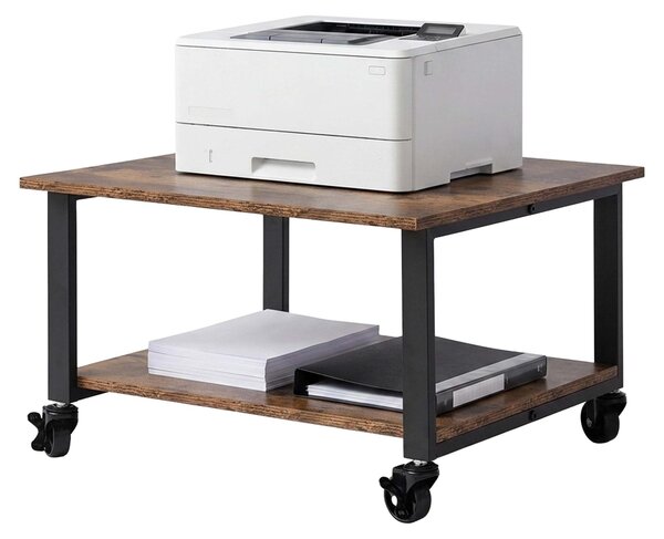 Tavolo per stampante Relaxdays con rotelle, 2 ripiani, dimensioni: 32 x 50 x 50 cm, carrello mobile per stampante, supporto per stampante, marrone/nero