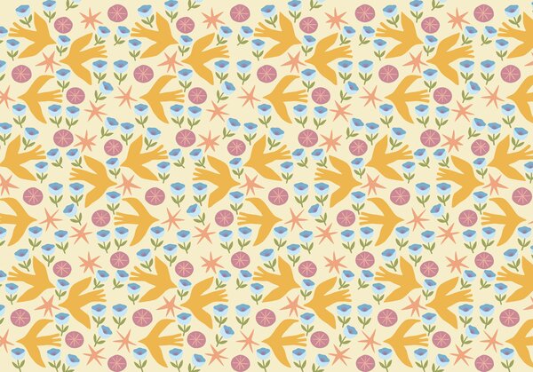Carta da parati Motivo con fiori e uccelli, Carta da parati Floreale, Carta da parati popolare - Tapeko.it