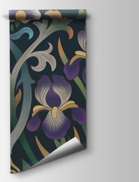 Carta da parati Motivo floreale colorato con uccelli e fiori, Carta da parati Uccelli, Carta da parati popolare - Tapeko.it