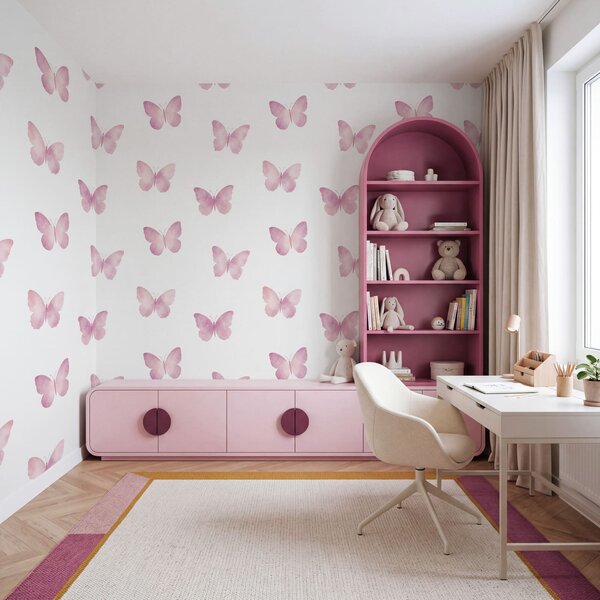 Carta da parati Motivo con farfalle rosa, Carta da parati Farfalle, Carta da parati popolare - Tapeko.it