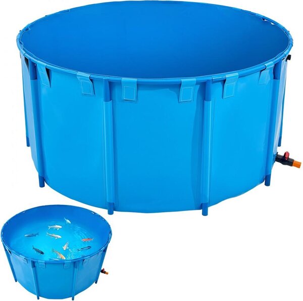 Acquario fuori terra in tela per pesci, 818 galloni, laghetto Koi rotondo (blu) - Kit laghetto Koi durevole per esterni