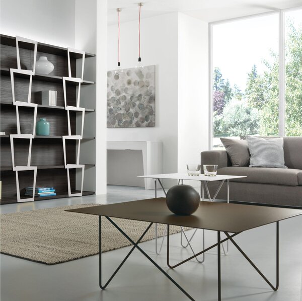 Tavolino Rettangolare big verniciato sabl� TOP LAMINATO 120x70x h 38 cm top in Laminato Marmo Bianco eco-compatibile
