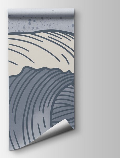 Carta da parati Disegno di onde nell'oceano, Carta da parati Natura, Carta da parati popolare, t00830v2 - Tapeko.it