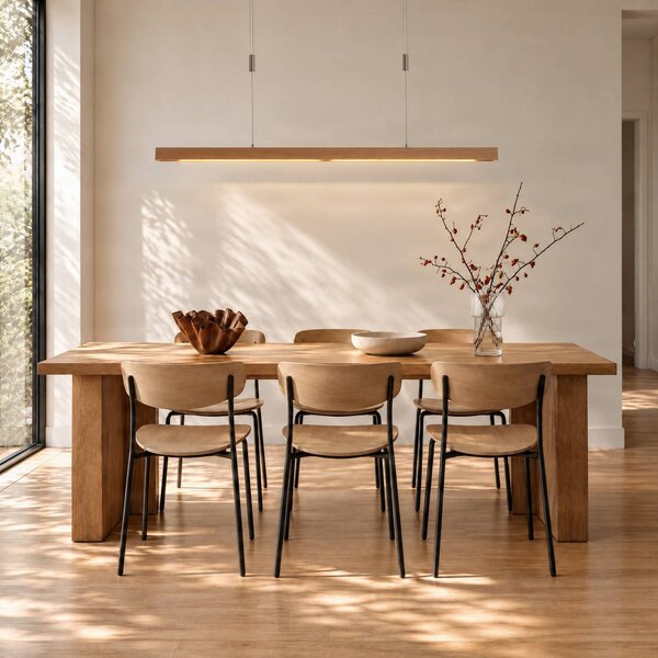 Lampada a sospensione Nora Quitani, dimmerabile, Legno chiaro, Soggiorno / Sala da pranzo, Legno, Moderno, Lampada a sospensione