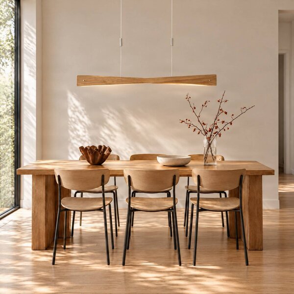Lampada a sospensione Lian Quitani, dimmerabile, Legno chiaro, Soggiorno / Sala da pranzo, Legno, Design, Lampada a sospensione
