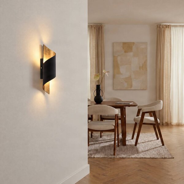 Applique da parete Desirio Lindby, dimmerabile, Nero, Soggiorno / Sala da pranzo, Metallo, Moderno, Applique