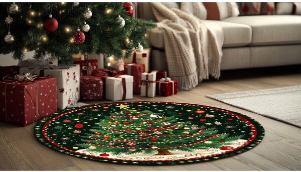Tappeto rotondo verde a tema natalizio ø 120 cm – Conceptum Hypnose