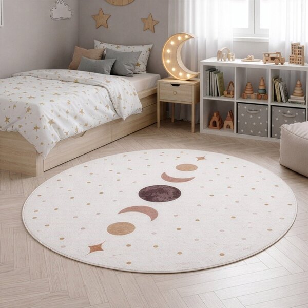 Tappeto per bambini color crema lavabile ø120 cm Coco 1136 – Ayyildiz Carpets