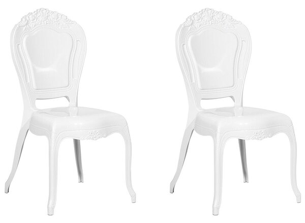Set di 2 sedie da pranzo bianche in acrilico con schienale solido impilabili design vintage Beliani