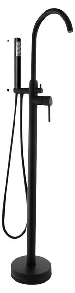 Rubinetto a pavimento, altezza ergonomica, miscelatore monocomando, colore nero