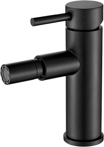 Miscelatore monocomando nero per lavabo da bagno, per la miscelazione di acqua calda e fredda
