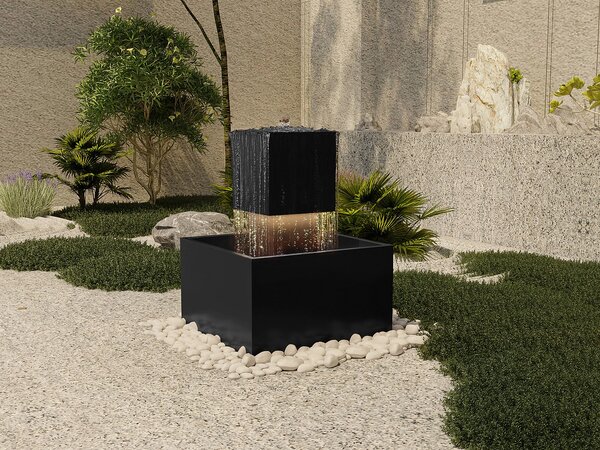 Fontana per esterni in Acciaio inox con LED H.65 cm Nero - CARDINA