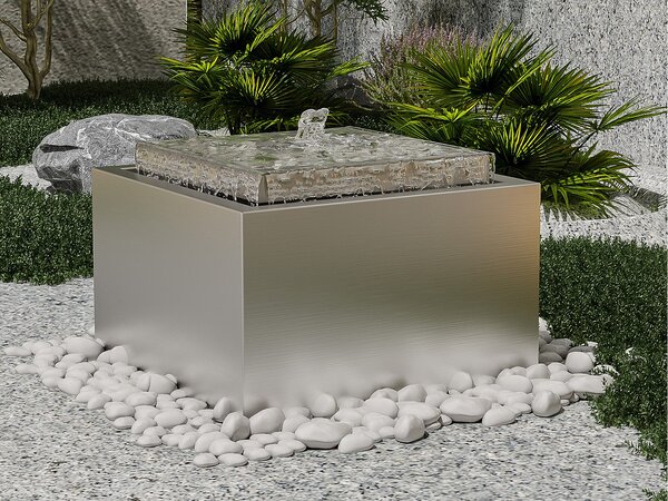 Fontana per esterni in Acciaio inox H.34 cm Argento - TILAPIA