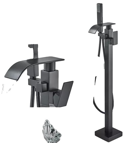 Miscelatore per vasca da bagno, freestanding, con doppia maniglia, finitura nero opaco