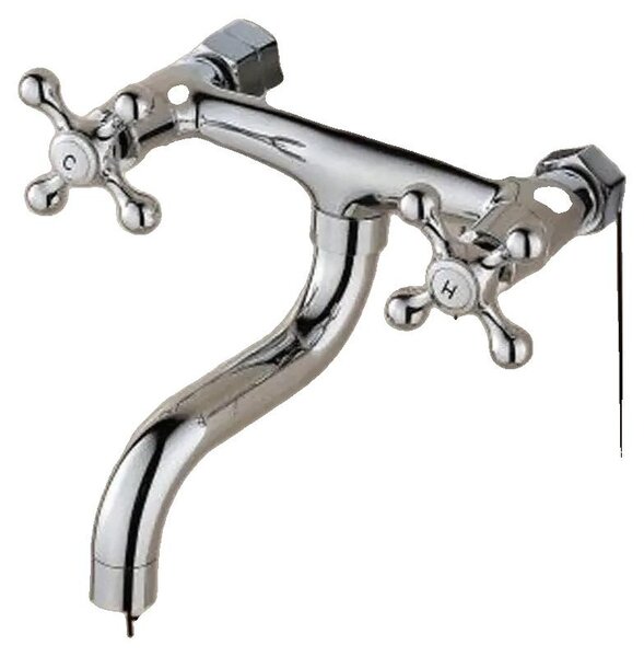 Rubinetto da cucina, in ottone cromato, design a parete, colore argento