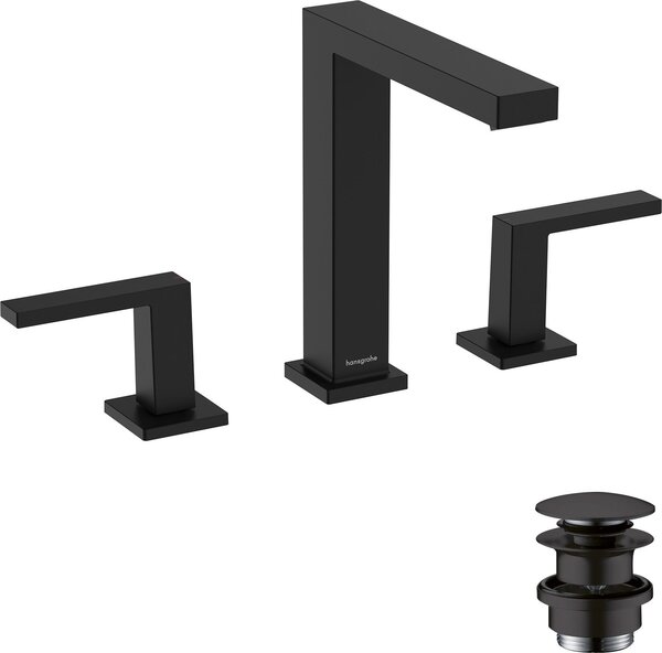 Hansgrohe Tecturis E Mélangeur lavabo 150, 3 trous, avec vidage Push-Open, saillie 158mm, EcoSmart+, 73030670, 73030670