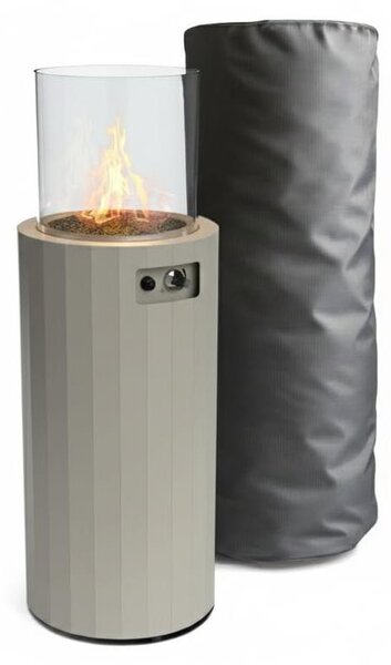 Stufa a gas da esterno riscaldatore per terrazzo - Portatile - Vano nascosto per bombola - Silk Grey - Con copertura protettiva