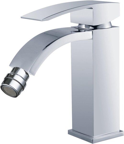 Rubinetto per bidet, finitura argento, miscelatore monocomando, cartuccia Vetroceramica da 40 mm e corpo in ottone