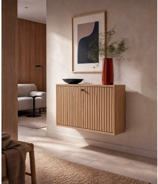 Scarpiera con anta effetto rovere in colore naturale 72x43x17 cm Albany - Actona