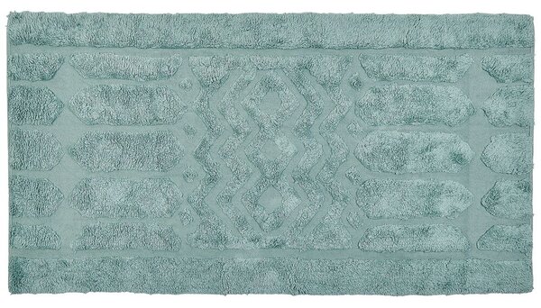Tappeto in morbido cotone verde menta 80 x 150 cm con motivo geometrico camera da letto soggiorno Beliani