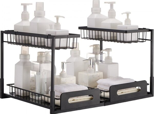 Organizzatore estraibile a 2 livelli per il sottolavello - 27 x 36 x 28 cm - Sistema di organizzazione della cucina - Pratico e salvaspazio
