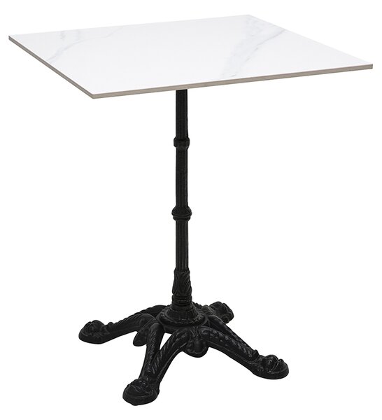 Tavolo bistrot quadrato in pietra minerale e metallo nero L60 cm CONTY