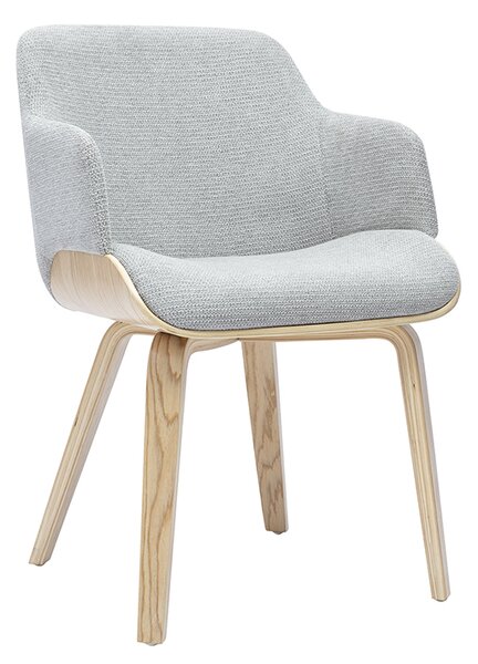 Sedia in tessuto di ciniglia grigio e legno chiaro EARL
