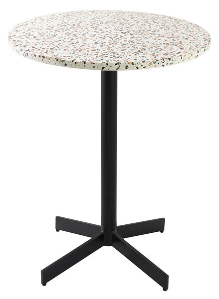 Tavolo bistrot rotondo in terrazzo e metallo nero D60 cm MEERA
