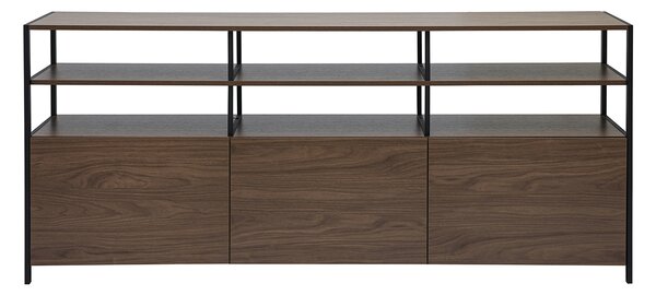 Buffet basso finitura legno scuro noce e metallo nero L180 cm MAXENCE