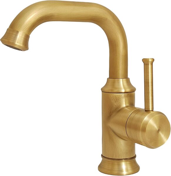 Rubinetto da bagno vintage in ottone, con bocchetta girevole a 360°, miscelatore monocomando