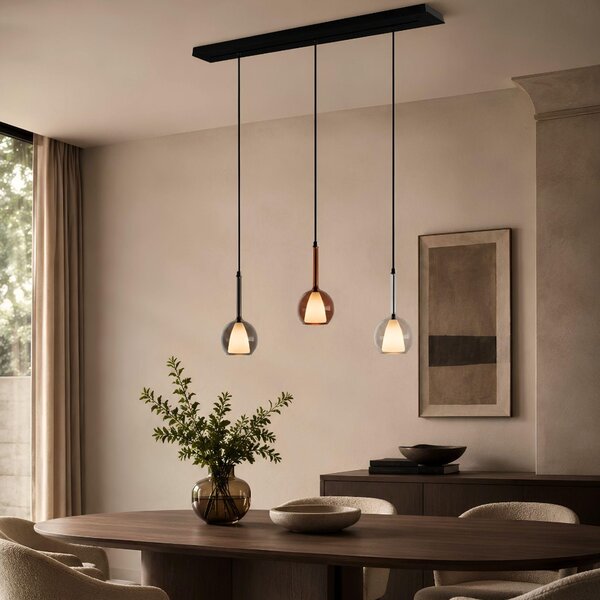 S.luce Belluna tavolo da pranzo lampada a sospensione 3 luci 120cm baldacchino fumo 3 luci rotondo