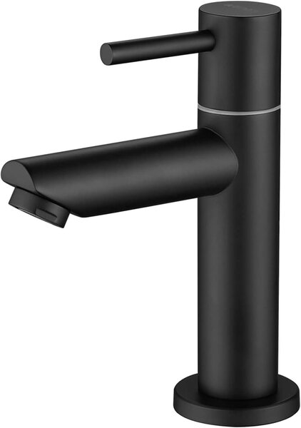 Rubinetto per acqua fredda nero, completo di aeratore di ricambio, miscelatore per lavabo con bocchetta, altezza 93,4 mm, adatto per bagni di servizio o bagni principali