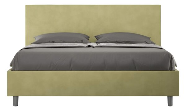 Letto matrimoniale ADELE con testata e Letto imbottiti, rivestimento in Microfibra dimensioni 160x190 cm, Spessore Testata 3 cm effetto trapuntato colore T� verde