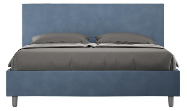 Letto matrimoniale ADELE con testata e Letto imbottiti, rivestimento in Microfibra dimensioni 160x190 cm, Spessore Testata 3 cm effetto trapuntato colore Blu