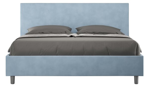 Letto matrimoniale ADELE con testata e Letto imbottiti, rivestimento in Microfibra dimensioni 160x190 cm , spessore Testata 3 cm effetto trapuntato colore Azzurro