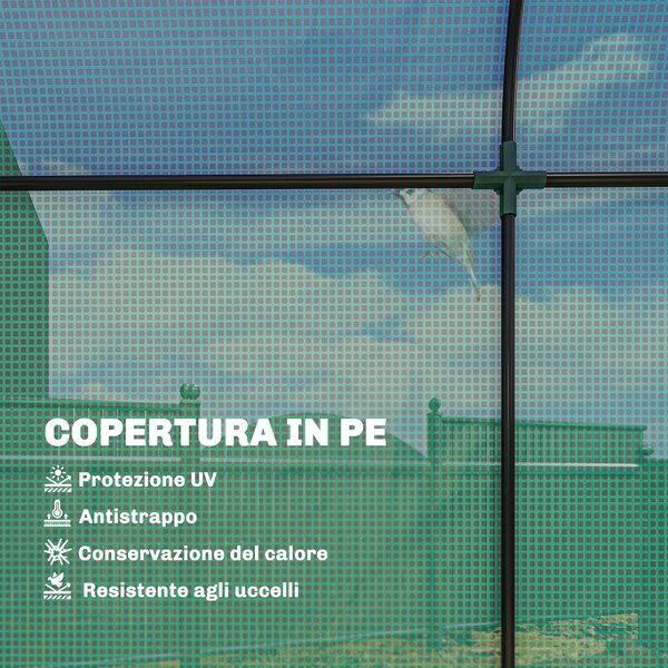 Outsunny Serra da Giardino con Rivestimento in PE, Porta Avvolgibile e Finestre a Rete, 170x68x200 cm, Verde | Aosom Italy