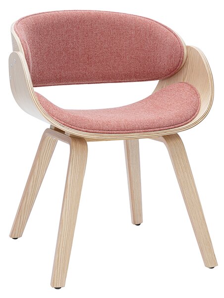 Sedia design in tessuto effetto velluto testurizzato terracotta e legno chiaro BENT