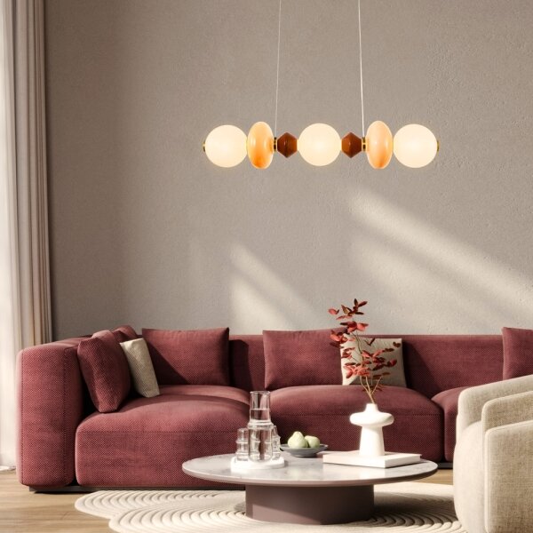 Lampada a sospensione LED su cavo FLORES LED/20W/230V oro/arancione/marrone