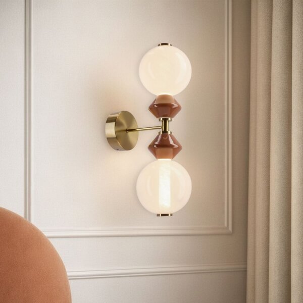 Lampada da parete a LED FLORES 2xLED/5W/230V oro/marrone
