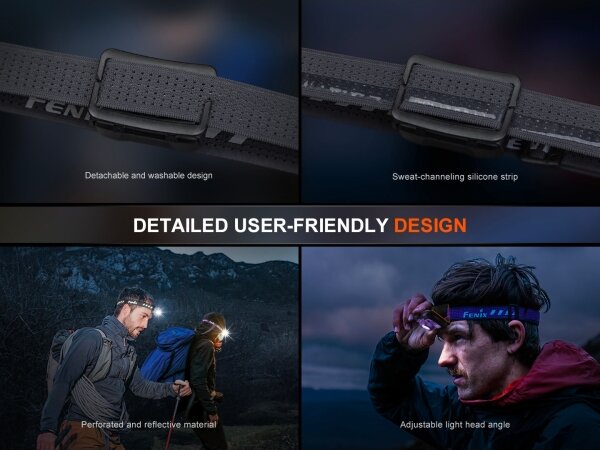 Fenix HL12RV20BLC - Lampada frontale ricaricabile dimmerabile LED/USB 950mAh IP66 500 lm 112 h nera