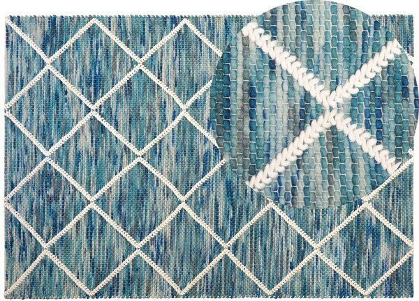 Tappeto tappetino Blu 160 x 230 cm Lana Motivo Geometrico soggiorno Beliani